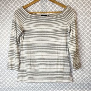 GUC Theory Striped Boat Neck 3/4 Sleeve Tee
